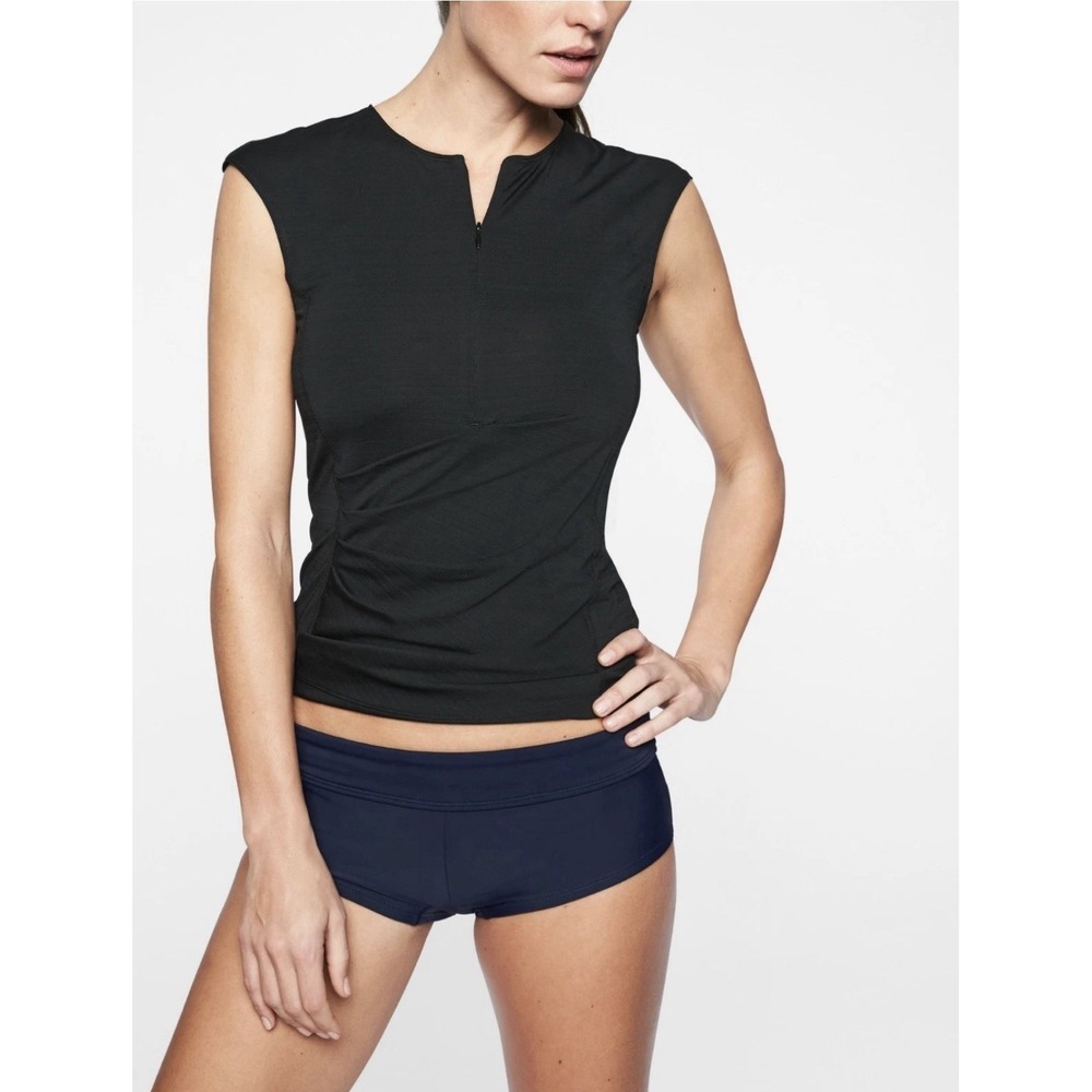 Athleta Pacifica Wrap Front Tank Top Black Size Medium #292934 Beach Surf